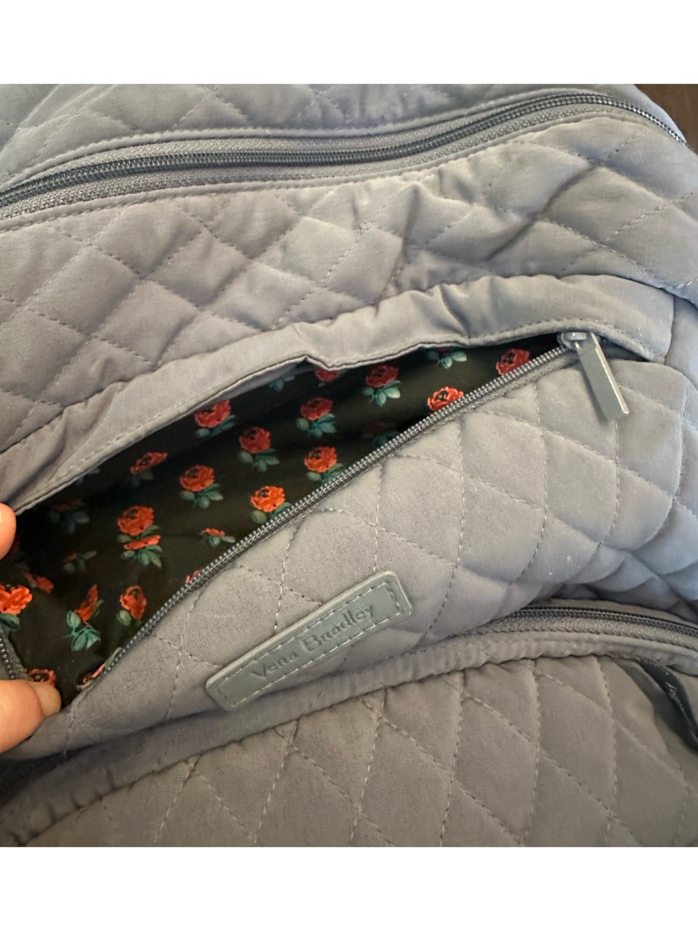 Vera Bradley Light Gray Quilted Backpack - Picture 9 of 11
